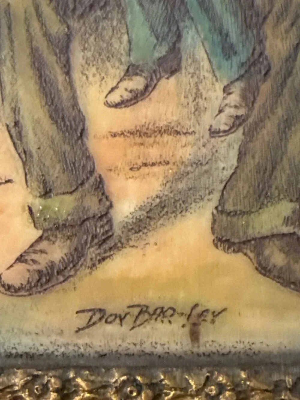 Vintage Artini Engraving Dov Bar-Lev Judaica Hand Painted 3D Relief Artwork